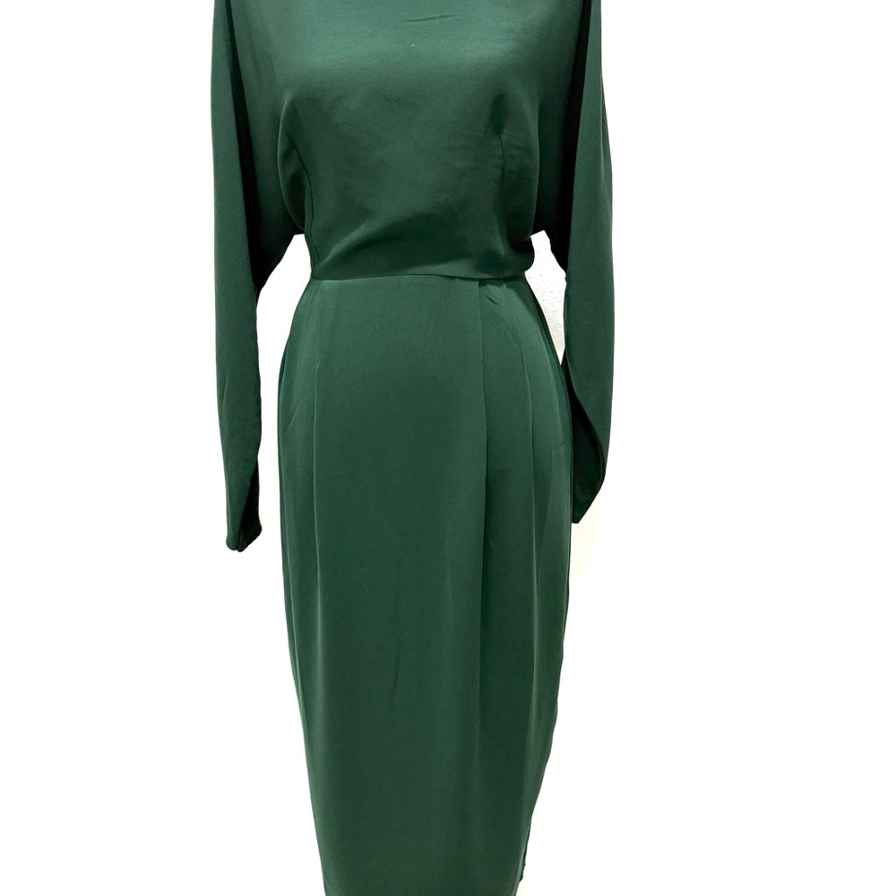 ASOS Dark Green Backless long sleeves Dress 8 - Picture 3 of 9